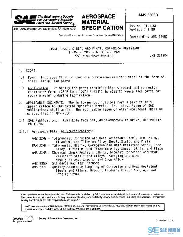 SAE AMS5595D PDF
