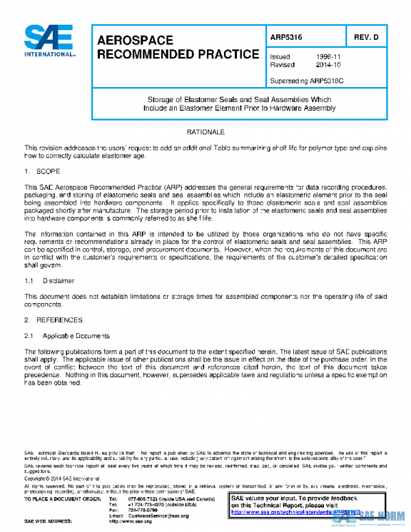 SAE ARP5316D PDF SAE ARP5316D PDF