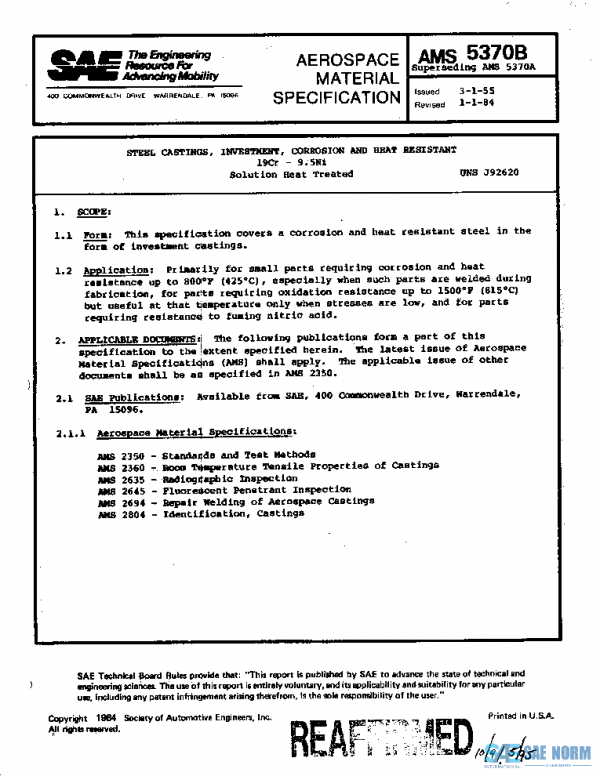 SAE AMS5370B PDF SAE AMS5370B PDF