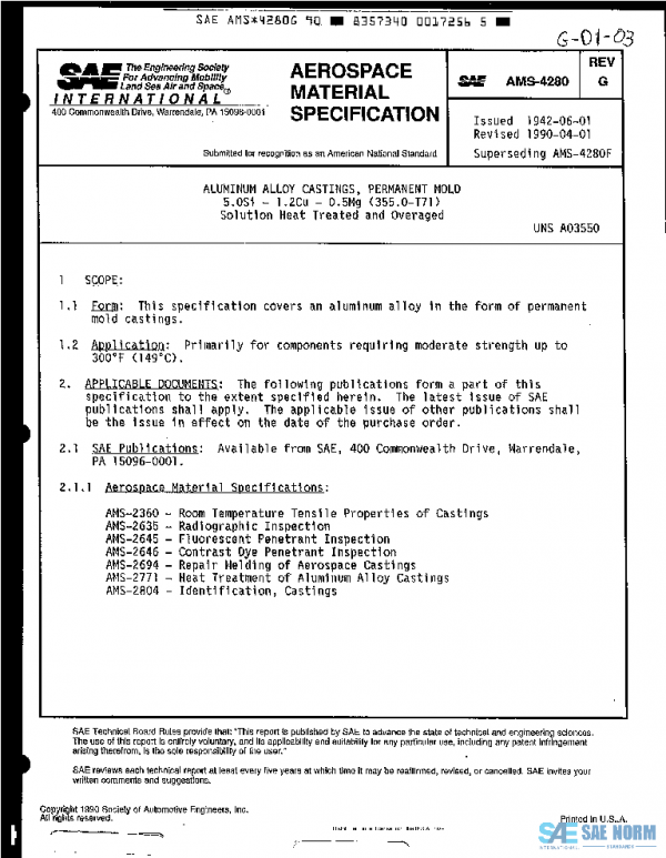 SAE AMS4280G PDF SAE AMS4280G PDF