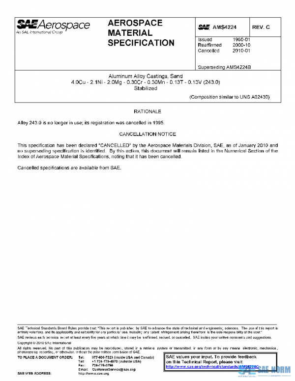 SAE AMS4224C PDF SAE AMS4224C PDF
