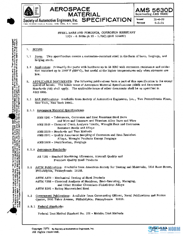 SAE AMS5630D PDF SAE AMS5630D PDF