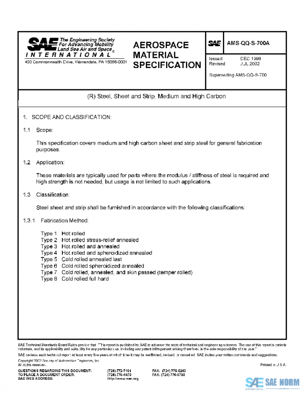 SAE AMSQQS700A PDF SAE AMSQQS700A PDF