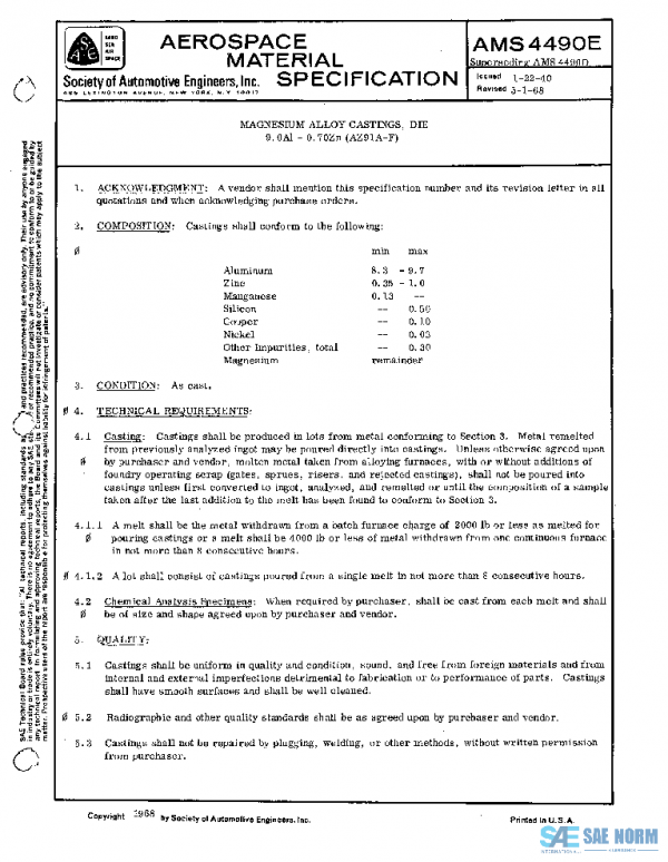 SAE AMS4490E PDF SAE AMS4490E PDF