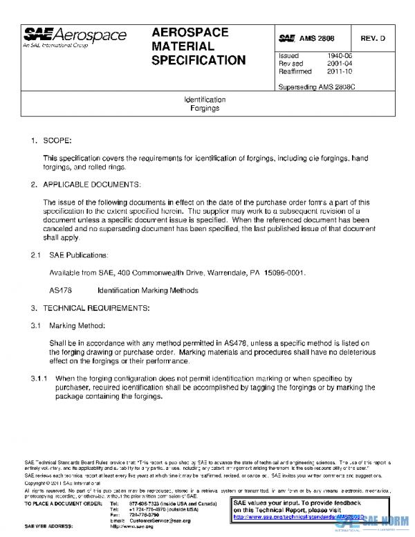SAE AMS2808D PDF SAE AMS2808D PDF