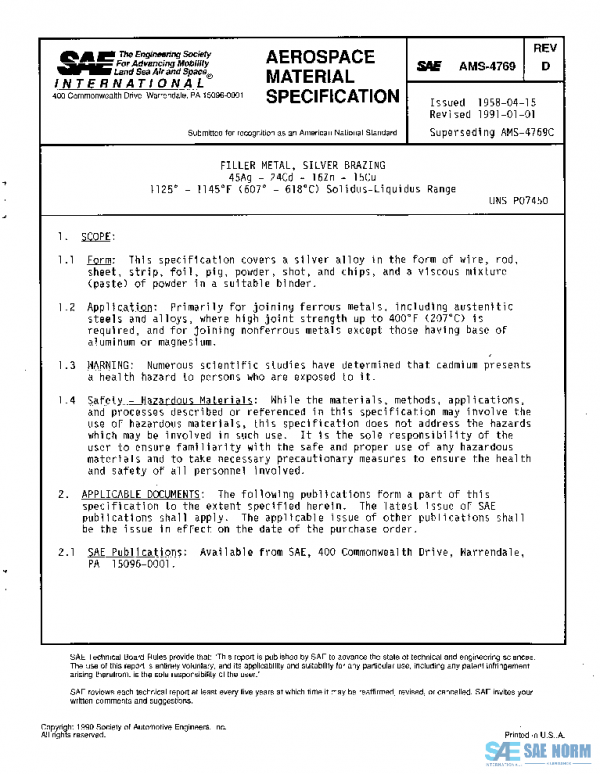 SAE AMS4769D PDF SAE AMS4769D PDF