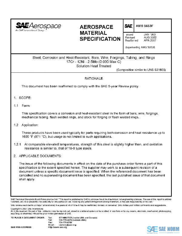 SAE AMS5653F PDF SAE AMS5653F PDF