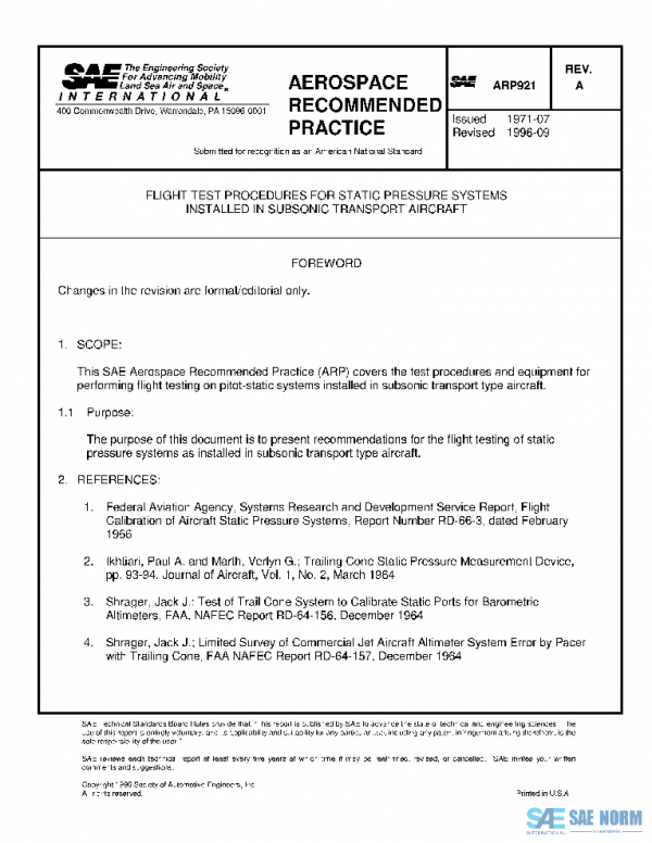 SAE ARP921A PDF