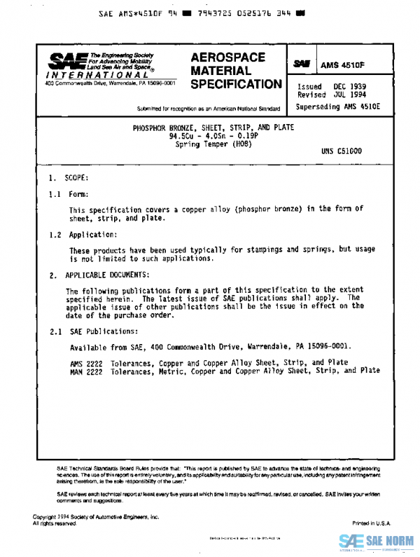 SAE AMS4510F PDF SAE AMS4510F PDF