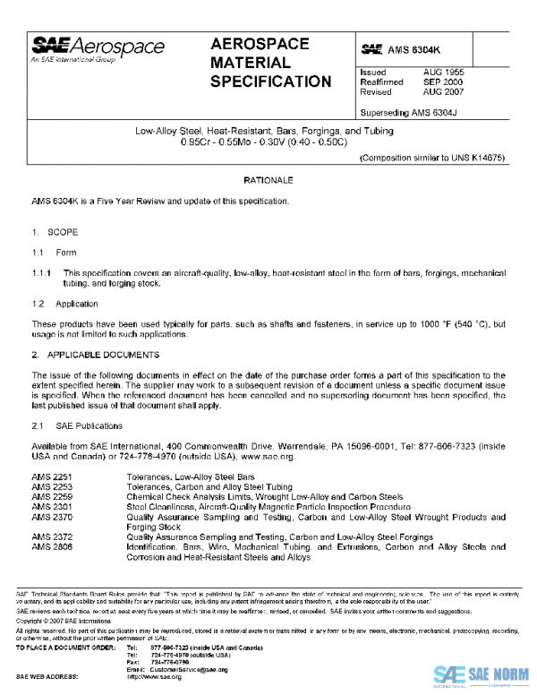 SAE AMS6304K PDF SAE AMS6304K PDF