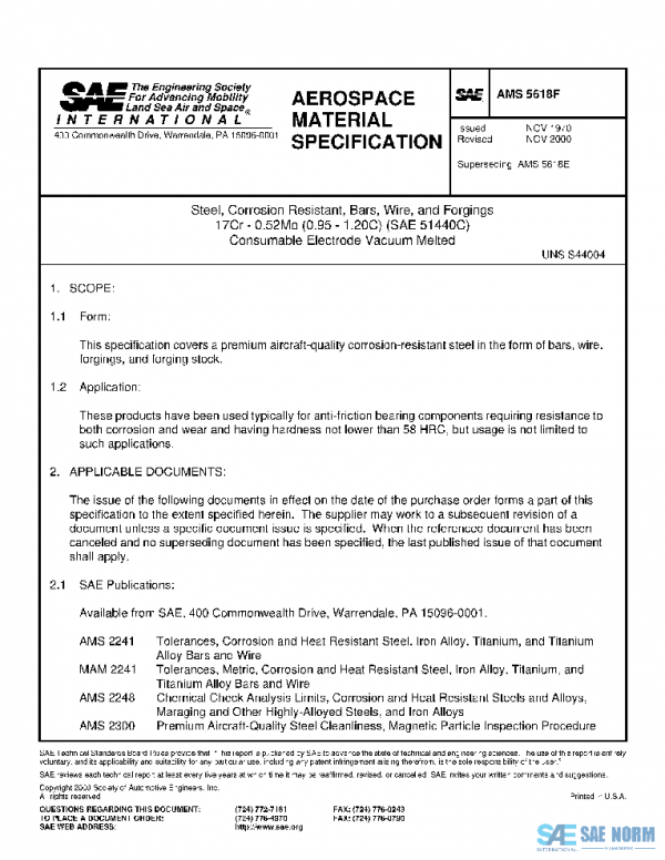 SAE AMS5618F PDF