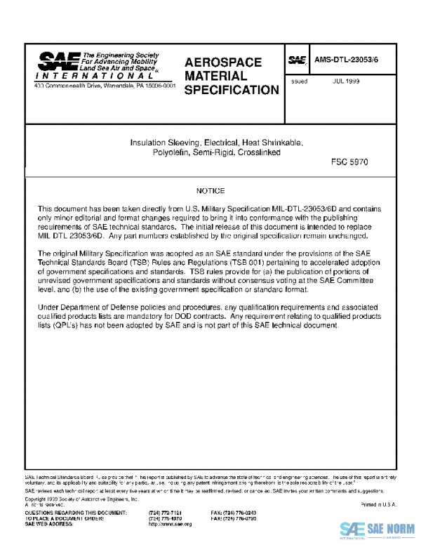 SAE AMSDTL23053/6 PDF SAE AMSDTL23053/6 PDF