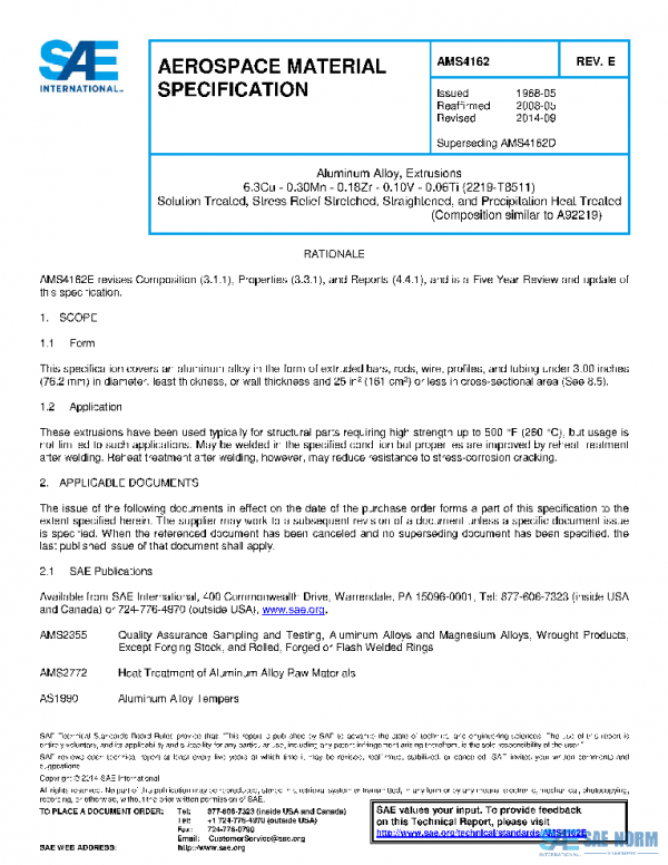SAE AMS4162E PDF SAE AMS4162E PDF