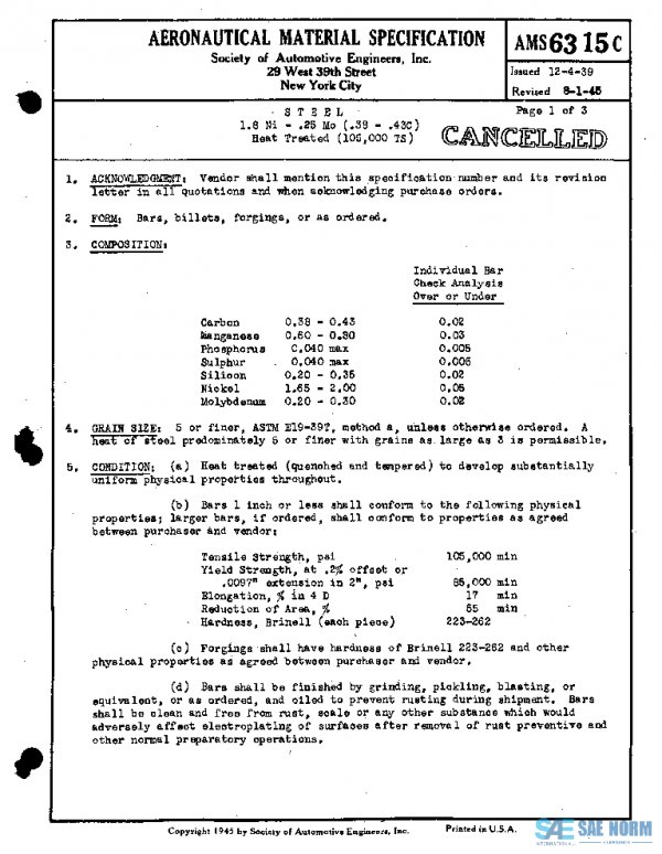 SAE AMS6315C PDF SAE AMS6315C PDF