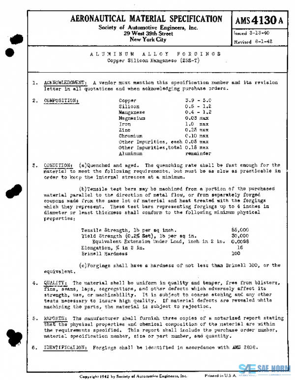 SAE AMS4130A PDF SAE AMS4130A PDF