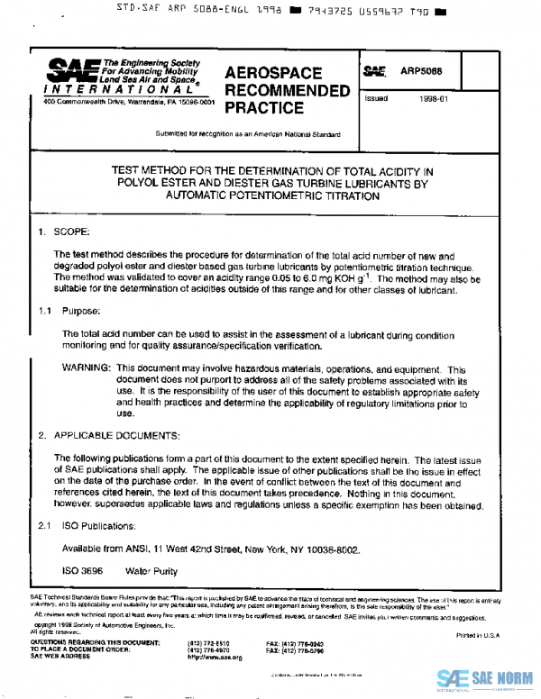 SAE ARP5088 PDF SAE ARP5088 PDF