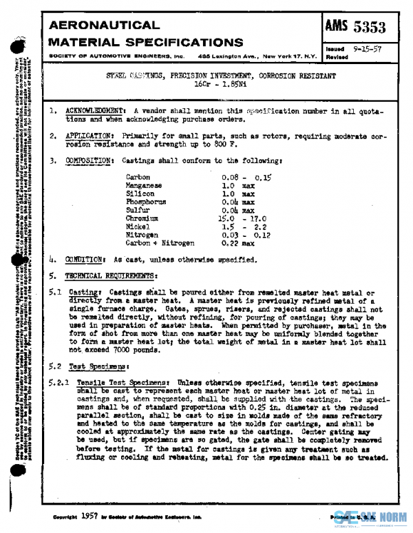 SAE AMS5353 PDF SAE AMS5353 PDF