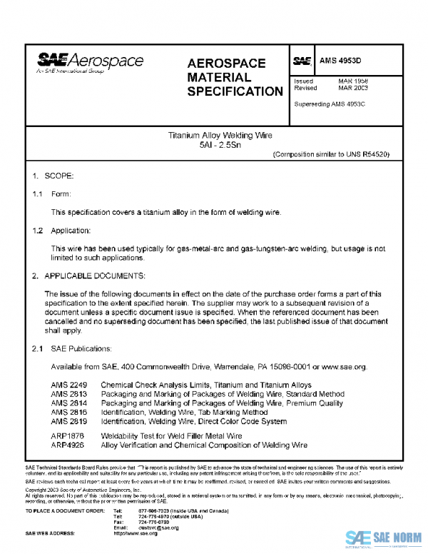 SAE AMS4953D PDF SAE AMS4953D PDF