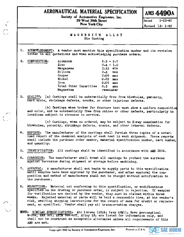 SAE AMS4490A PDF SAE AMS4490A PDF