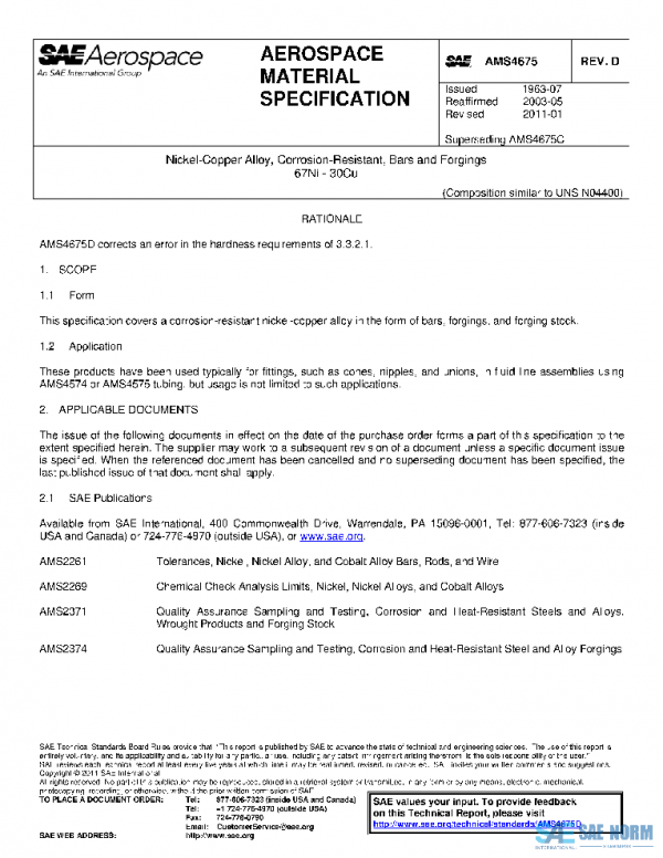 SAE AMS4675D PDF SAE AMS4675D PDF