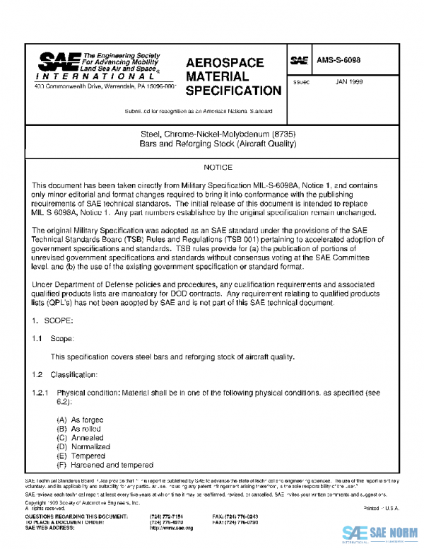 SAE AMSS6098 PDF SAE AMSS6098 PDF