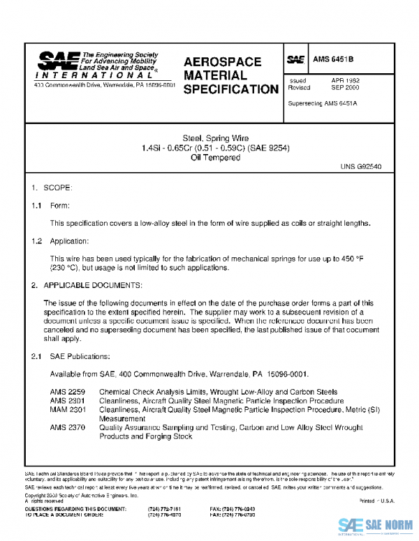 SAE AMS6451B PDF SAE AMS6451B PDF
