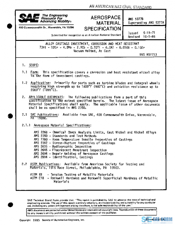 SAE AMS5377B PDF SAE AMS5377B PDF