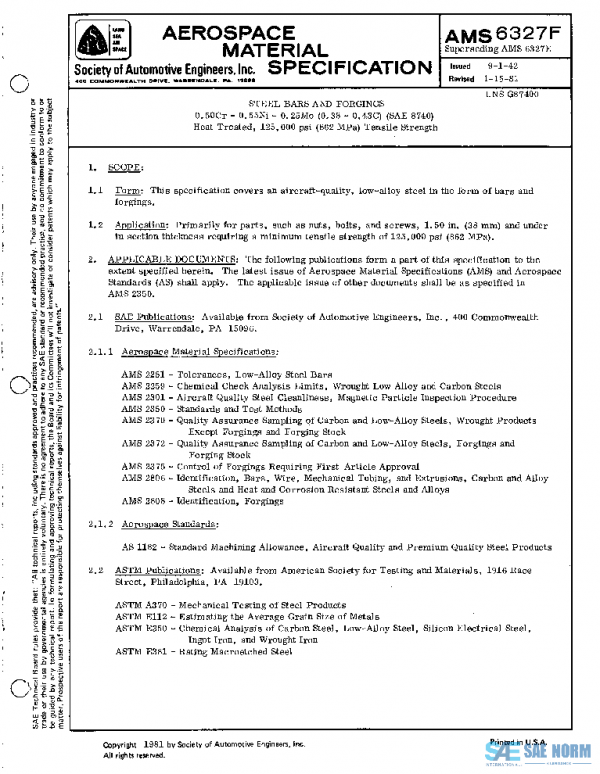 SAE AMS6327F PDF SAE AMS6327F PDF