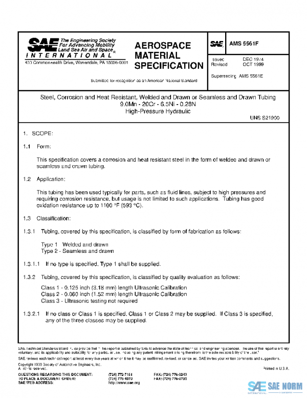 SAE AMS5561F PDF SAE AMS5561F PDF