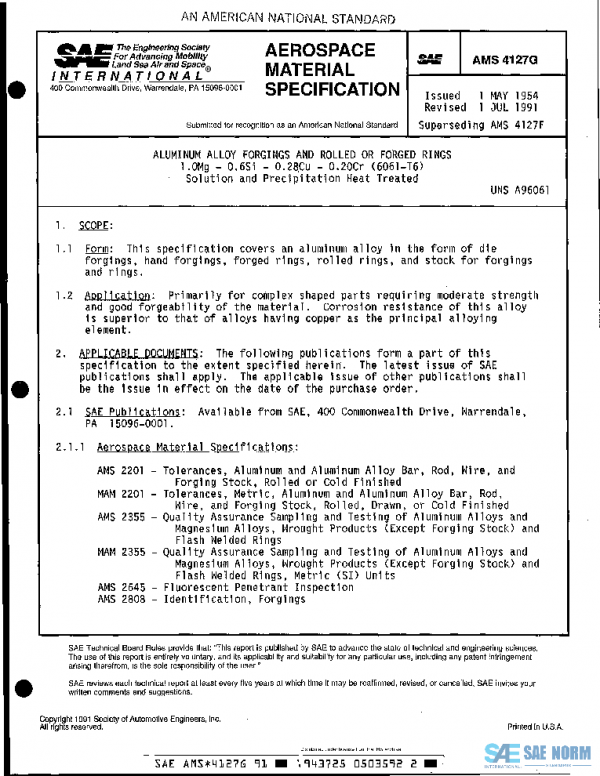 SAE AMS4127G PDF SAE AMS4127G PDF