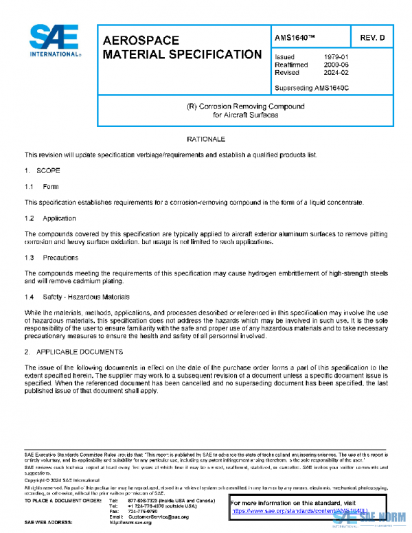 SAE AMS1640D PDF SAE AMS1640D PDF