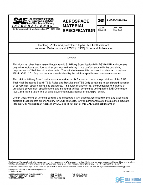SAE AMSP83461/1A PDF SAE AMSP83461/1A PDF