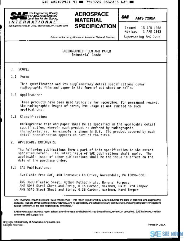 SAE AMS7295A PDF SAE AMS7295A PDF