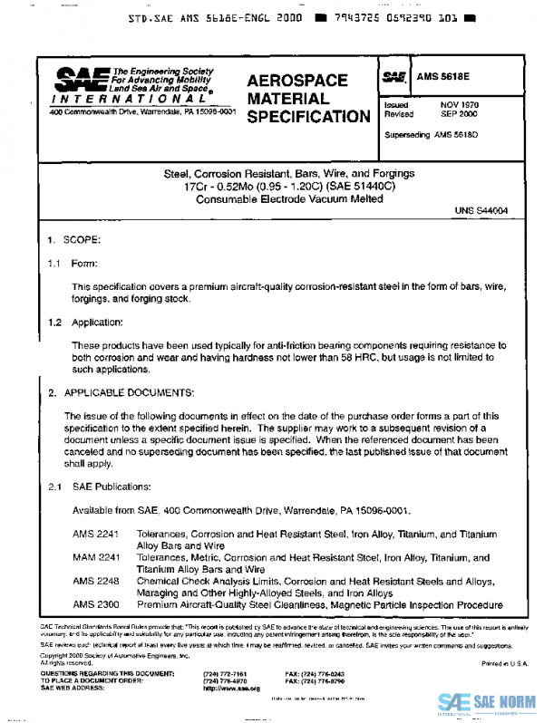 SAE AMS5618E PDF SAE AMS5618E PDF