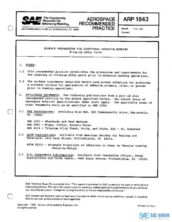 SAE ARP1843 PDF SAE ARP1843 PDF