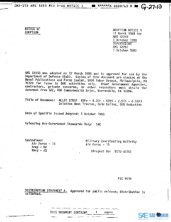 SAE AMS5225D PDF SAE AMS5225D PDF