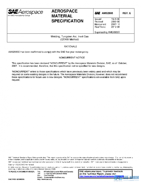 SAE AMS2685E PDF SAE AMS2685E PDF
