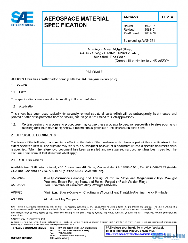 SAE AMS4274A PDF