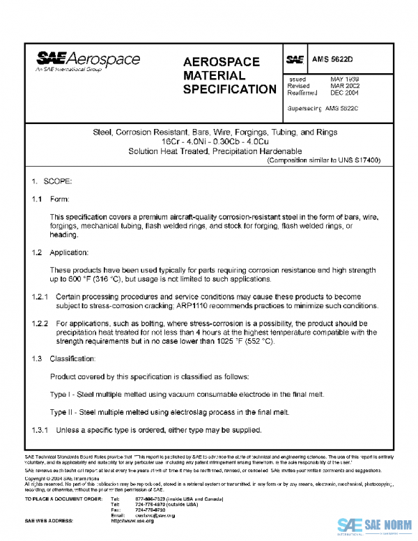 SAE AMS5622D PDF SAE AMS5622D PDF