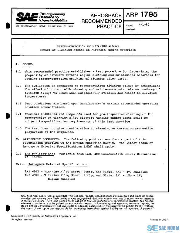 SAE ARP1795 PDF