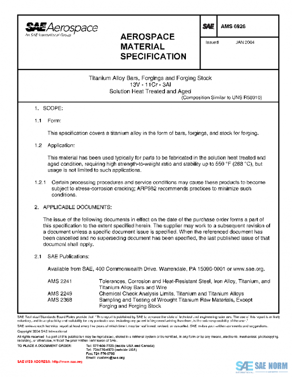 SAE AMS6926 PDF SAE AMS6926 PDF