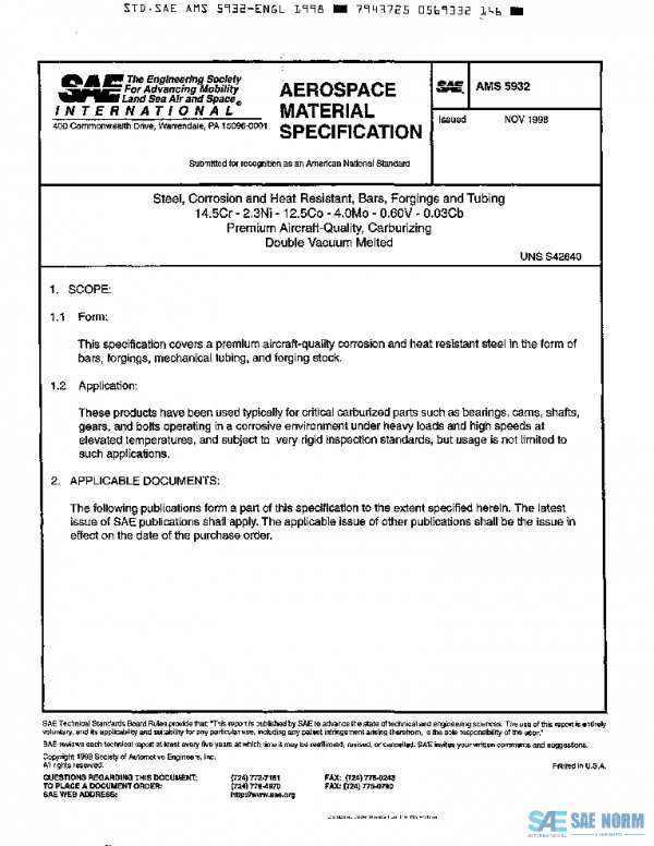 SAE AMS5932 PDF SAE AMS5932 PDF