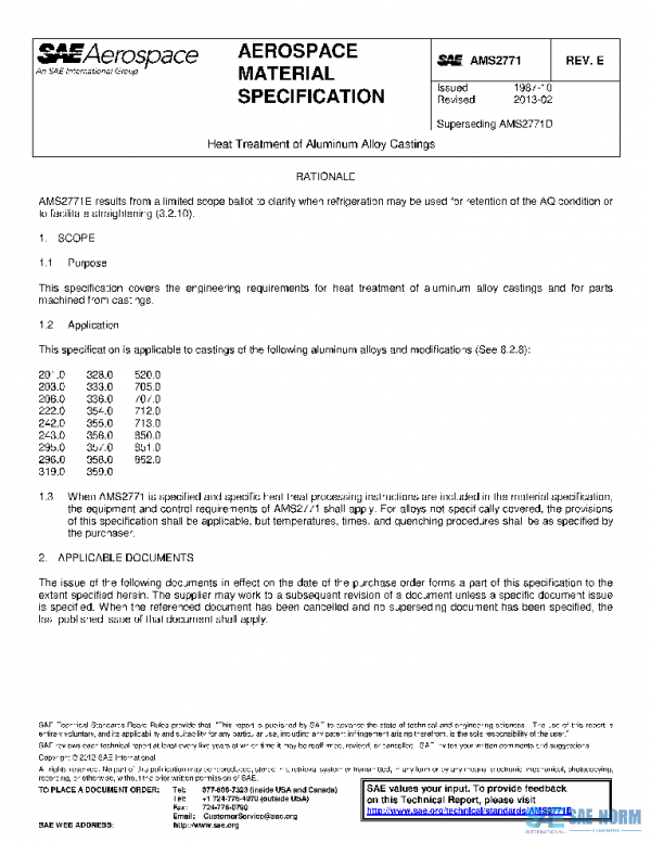 SAE AMS2771E PDF SAE AMS2771E PDF