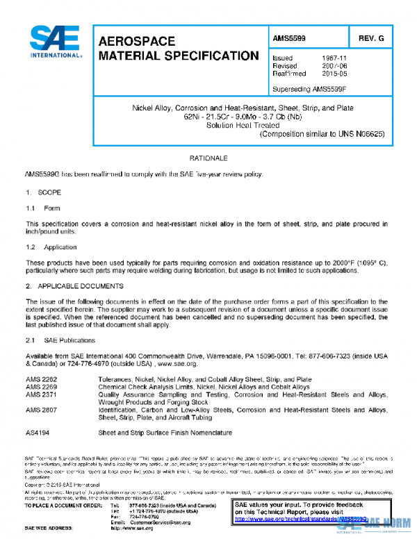 SAE AMS5599G PDF SAE AMS5599G PDF
