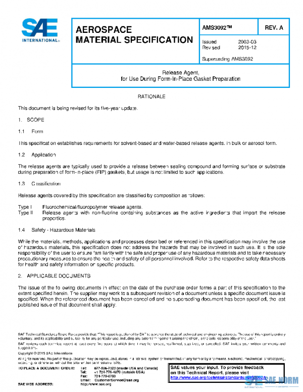 SAE AMS3092A PDF SAE AMS3092A PDF
