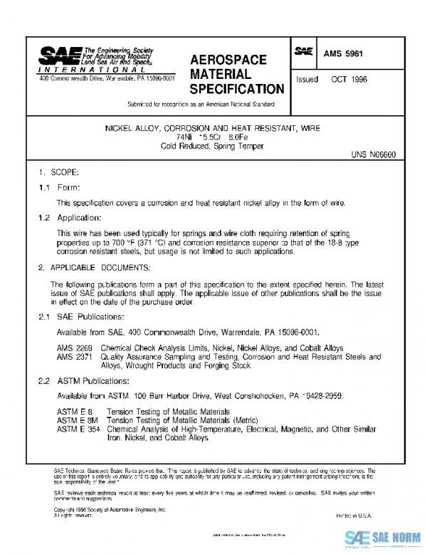SAE AMS5961 PDF