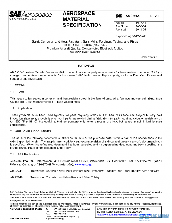SAE AMS5654F PDF SAE AMS5654F PDF