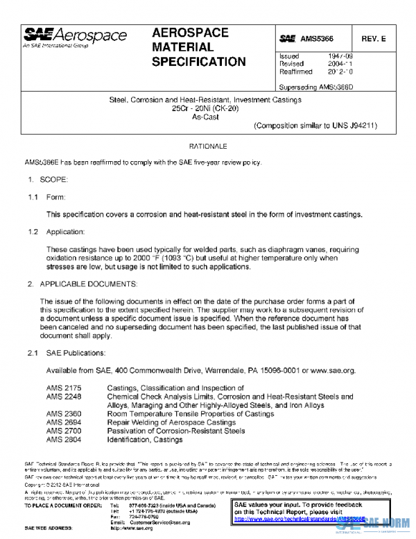SAE AMS5366E PDF SAE AMS5366E PDF