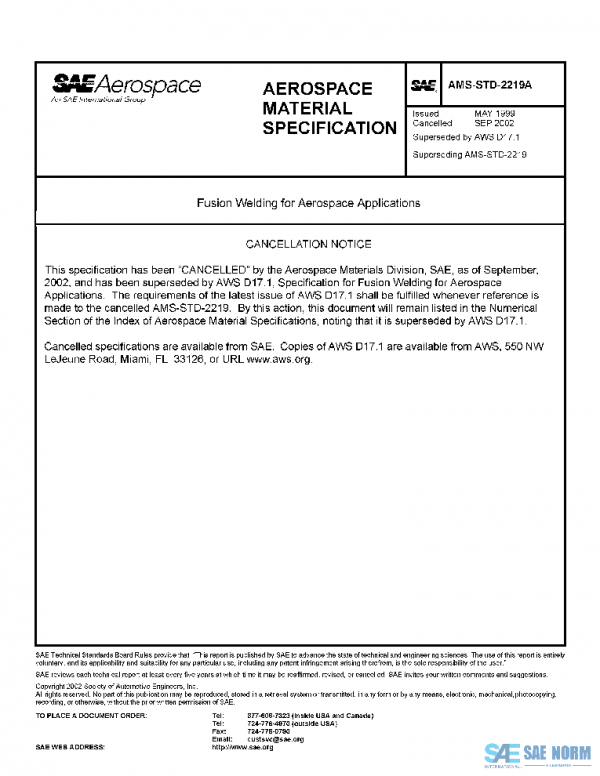 SAE AMSSTD2219A PDF SAE AMSSTD2219A PDF