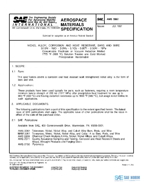 SAE AMS5962 PDF